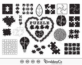 Puzzleteile SVG, Puzzle svg, Jigsaw svg, Jigsaw Puzzle svg, Clipart, Schnittdateien für Silhouette, Dateien für Cricut, Vektor, dxf, png, Design