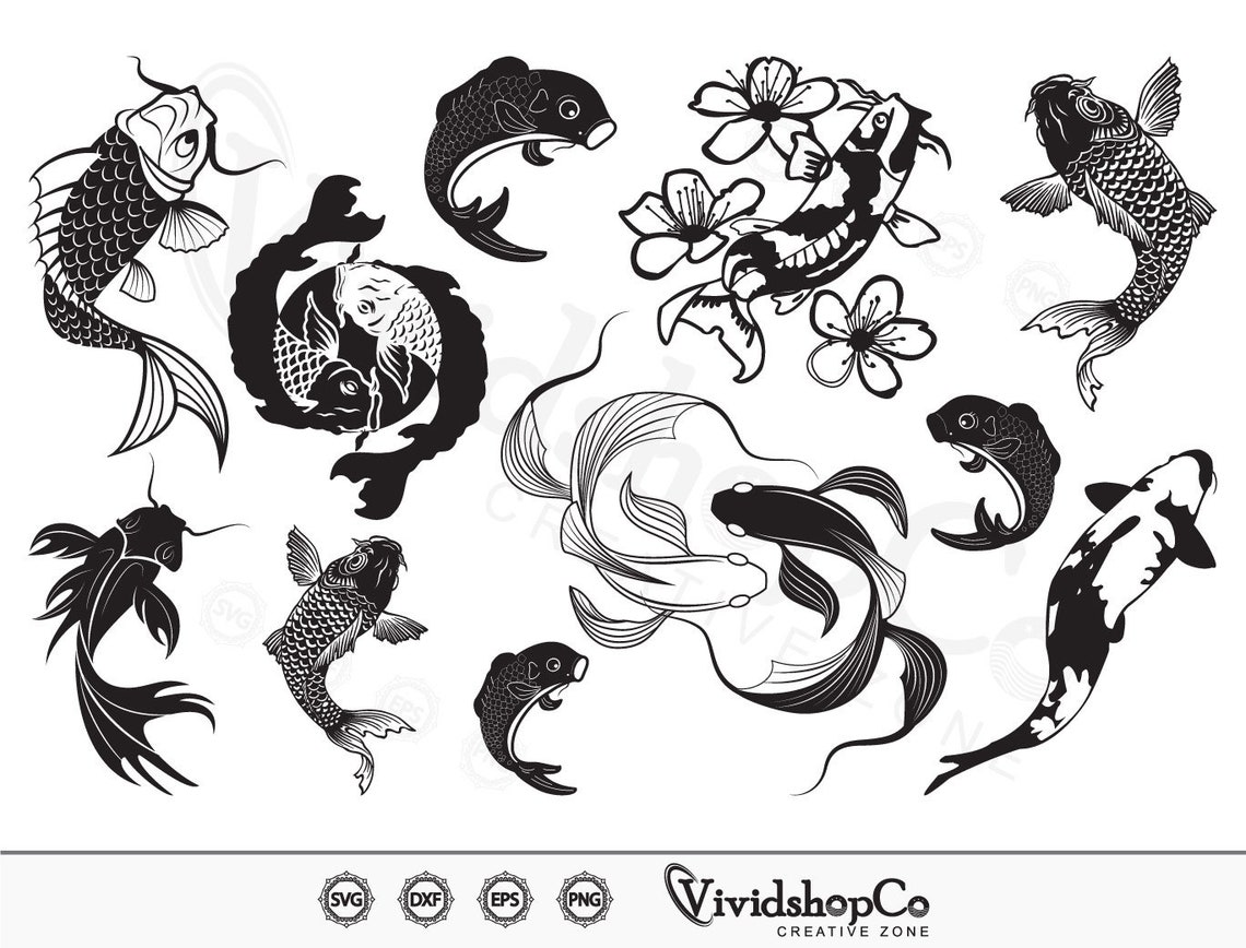Koi Fish SVG Koi Carps Svg Koi Svg Flower Koi Svg Fish Etsy Canada