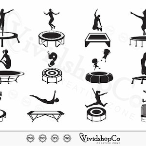 Trampolin SVG, Trampolin SVG, springen svg, Kinder springen svg, Sport svg, Clipart, Schnittdateien für die Silhouette, Dateien für Cricut, Vektor, dxf, png