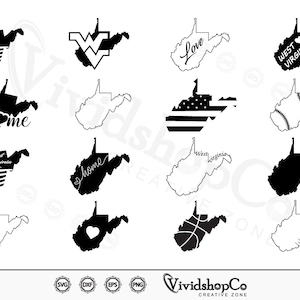West Virginia svg, West Virginia State, West Virginia Home svg, Clipart, Cut Files for Silhouette, Files for Cricut, Vector, dxf, png
