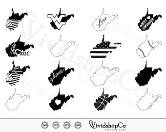 West Virginia svg, West Virginia State, West Virginia Home svg, Clipart, Cut Files for Silhouette, Files for Cricut, Vector, dxf, png