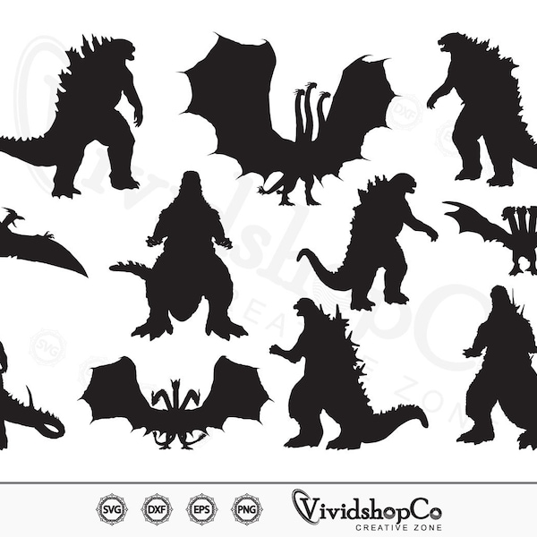 Godzilla SVG, Rodan Godzilla svg, Godzilla Monster svg, Ghidorah svg, Clipart, Cut Files for Silhouette, Files for Cricut, Vector, dxf, png