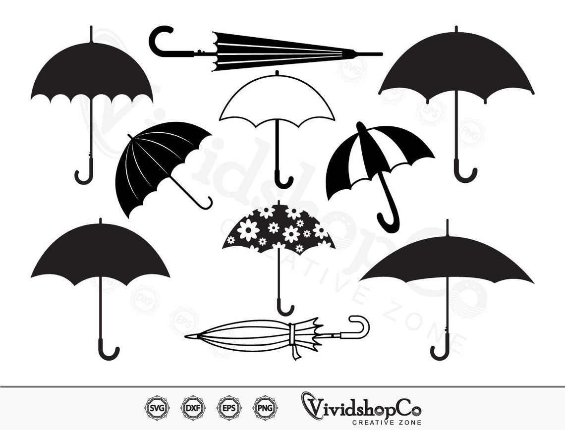 Umbrella Svg Umbrella Rain Svg Clipart Cut Files for Etsy