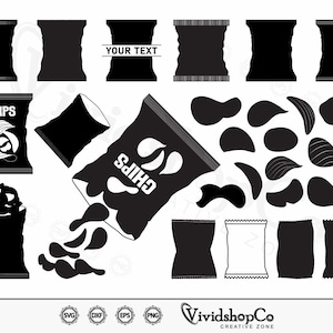 Chips SVG, Chips Packet svg, Chips Bag svg, Potato chips bag, Clipart, Cut Files for Silhouette, Files for Cricut, Vector, dxf, png, Design
