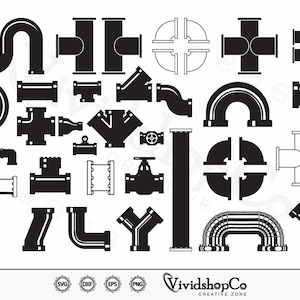 Steel Pipe Fittings SVG, Pipe Fittings svg, Pipe svg, Clipart, Cut Files for Silhouette, Files for Cricut, Vector, dxf, png, Design