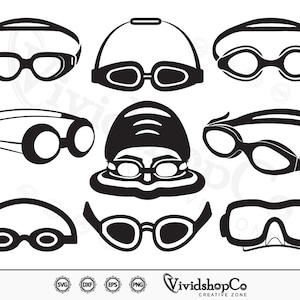水泳ゴーグル SVG、水泳ゴーグル svg、水泳選手 svg、ゴーグル svg、クリップアート、シルエットのカット ファイル、Cricut のファイル、ベクター、dxf、png