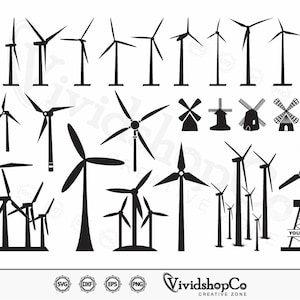 Wind Turbine SVG, Windmill svg, Gristmill svg, Water Mill, Turbine, Clipart, Cut Files for Silhouette, Files for Cricut, Vector, dxf, png