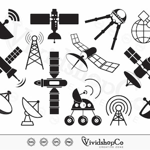 Satellite SVG, Satellite Dish svg, Satellite Antenna svg, Satellite antenna Clipart, Cut file, for silhouette, svg, eps, dxf, png