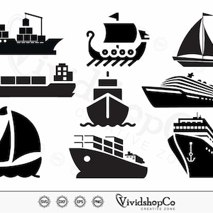 Schiff SVG Bundle, ship svg, boats svg, sailing svg, Schiff Clipart, Cut Files for Silhouette, Files for Cricut, Vector, dxf, png, Design