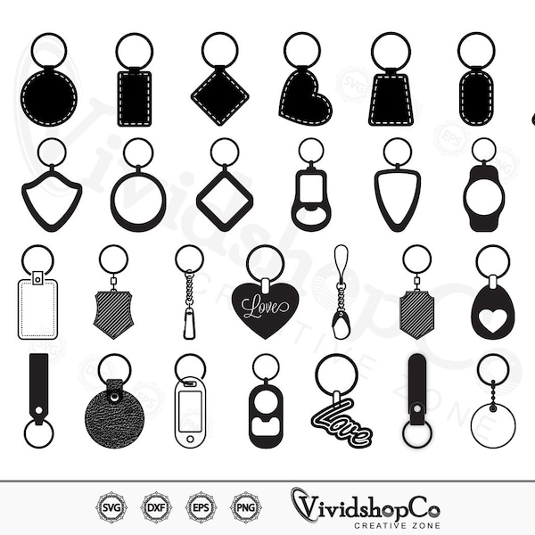Key Holder SVG, Key Chain svg, Keychain svg, Key Ring svg, Clipart, Cut Files for Silhouette, Files for Cricut, Vector, dxf, png, Design