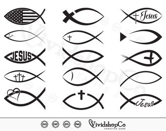 Christian Fish SVG, USA Christian fish, Jesus Fish svg, Christian svg, Clipart, Cut Files for Silhouette, Files for Cricut, Vector, dxf, png