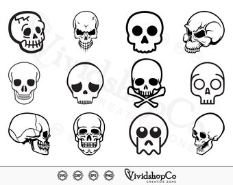 Skull svg, Skull Clipart, Skull Cut Files for Silhouette, Files for Cricut, Skull Vector, dxf, png, Design