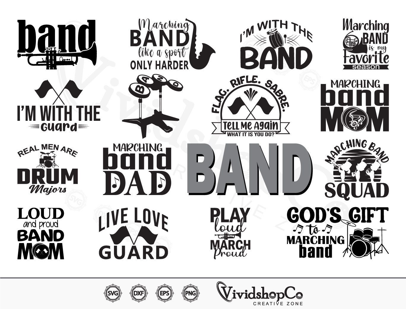 Marching Band svg, Band svg, Marching svg, Clipart, Cut Files for Silhouette, Files for Cricut, Vector, dxf, png, Design