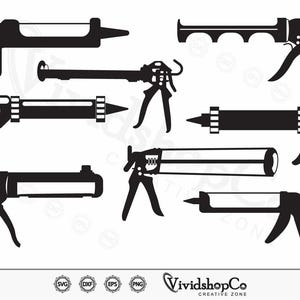 コーキングガン SVG、シーラント SVG、コーキングガン SVG、コーキング SVG、クリップアート、シルエットのカットファイル、Cricut のファイル、ベクター、dxf、png、デザイン