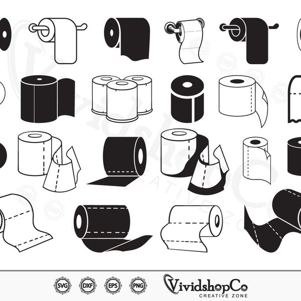 Toilet Paper SVG, Toilet Paper Roll svg, Bathroom, Toilet Roll svg, Clipart, Cut Files for Silhouette, Files for Cricut, Vector, dxf, png