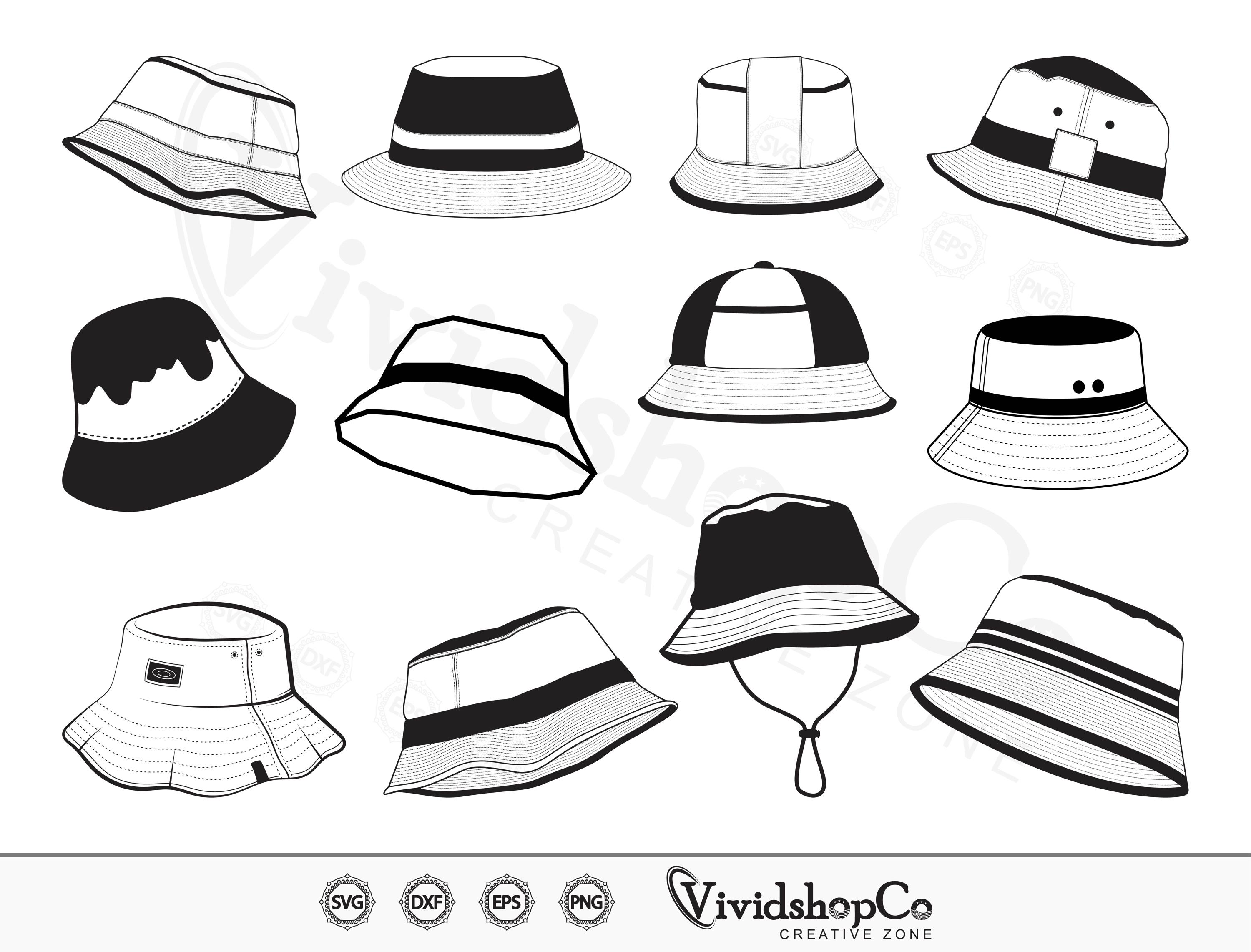 Bucket Hat SVG, Bucket Svg, Hat Svg, Vector, Silhouette, Cricut