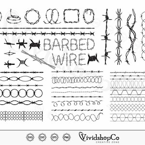 Fil de fer barbelé SVG, cadre en fil de fer barbelé, clôture filaire, fil de fer barbelé, clôture, Clipart, couper des fichiers pour la Silhouette, des fichiers pour Cricut, vecteur, dxf, png