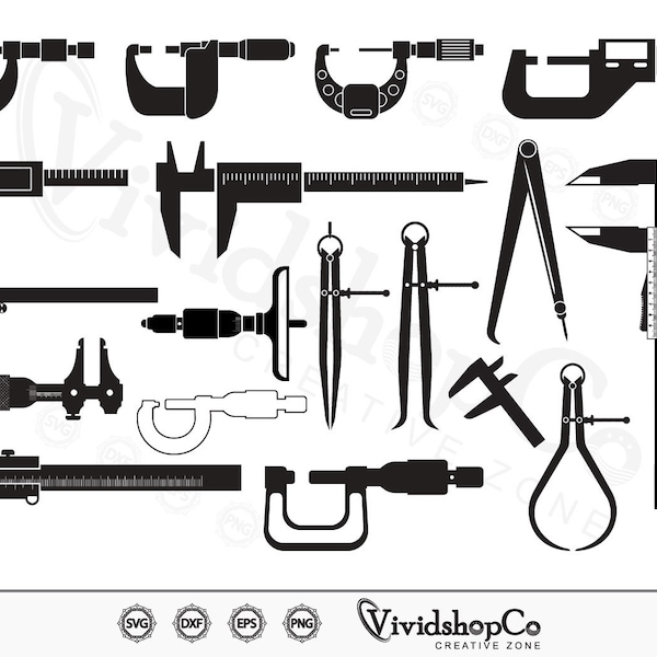 Caliper SVG, Engineering svg, Construction svg, Machinist, Tools svg, Clipart, Cut Files for Silhouette, Files for Cricut, Vector, dxf, png