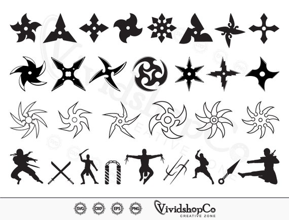 Ninja Stars svg, Throwing Star svg, Ninja svg, Karate svg, Vector,  Silhouette, Cricut file, Clipart, Cuttable Design, Png, Dxf & Eps.