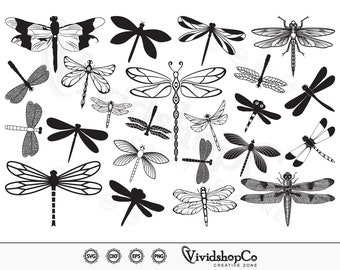 Dragonfly SVG, Insect svg, Clipart, Cut Files for Silhouette, Files for Cricut, Vector, dxf, png, Design