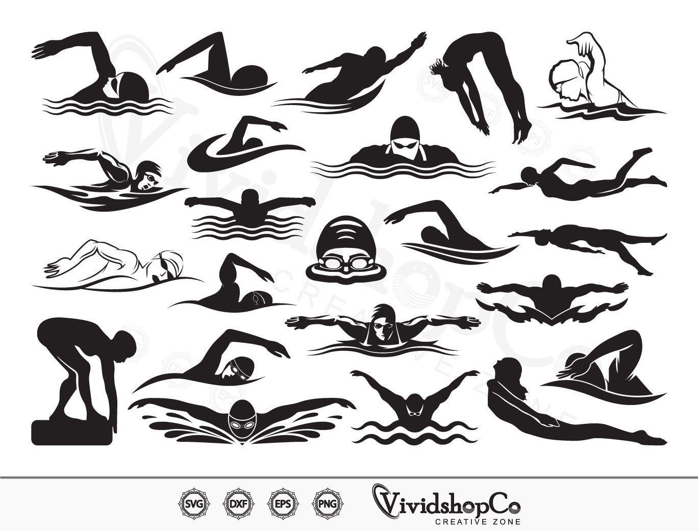 Swimming Svg Swimmer Svg Swim Svg Clipart Cut Files for Etsy