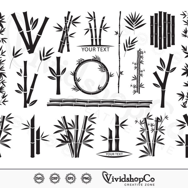 Bamboo SVG, Cane Pole, Pole, Stick, Leaf, Bamboo Clipart, Cut Files for Silhouette, Files for Cricut, Vector, dxf, png, Design