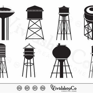 Water Tower SVG, Gilbert Water Tower, City water tower, Gruene tower svg, Clipart, Cut Files for Silhouette, Cricut, Vector, dxf, png