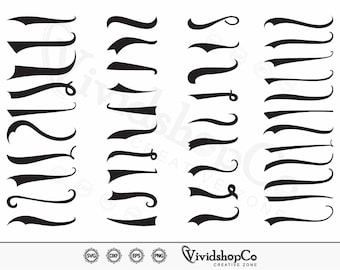 Colas de texto SVG, Colas de béisbol, Swoosh svg, Colas de fuente, Colas svg, Divisor svg, Clipart, Archivos de corte, Silueta, Cricut, Vector, dxf, png