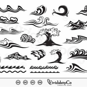 Waves Svg Wave Svg, Beach Svg, Ocean Svg, Water Svg, Wave Cricut, Sea Waves Svg, Waves Silhouette, Wave Vector File, Png