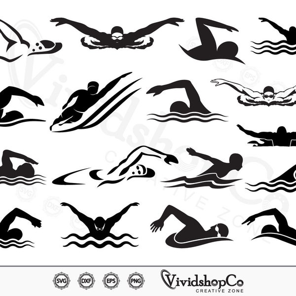 Swimmer svg, Swimming svg, Swim svg, Clipart, Cut Files for Silhouette, Files for Cricut, Vector, dxf, png, Design