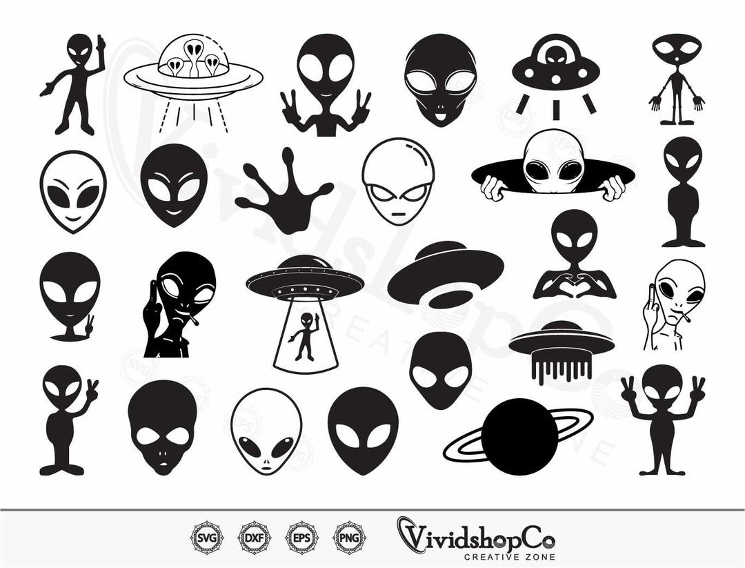 Alien SVG Bundle, Ufo Svg, Aliens Dxf, Ufo Png, Ufo Eps, Aliens Vector ...