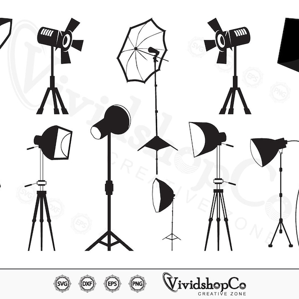 Studio Light SVG, Photography Lights svg, Camera Lights svg, Movie Lights svg, Clipart, Cut Files, Silhouette, Cricut, Vector, dxf, png