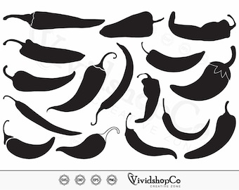 Chili Pepper SVG, Chili svg, Hot Chili svg, Hot Pepper svg, Clipart, Cut Files for Silhouette, Files for Cricut, Vector, dxf, png, Design