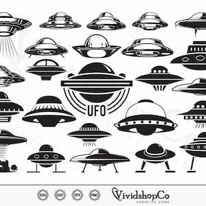 UFO SVG, Raumschiff svg, Alien svg, Weltraum svg, Clipart, Schnittdateien für Silhouette, Dateien für Cricut, Vektor, dxf, png, Design