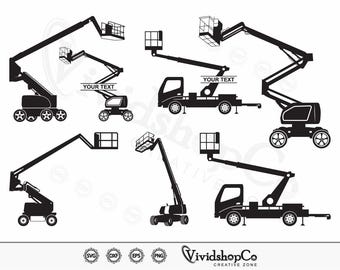 Cherry Picker SVG, Cherry Picker Vector, Camión con canasta SVG, Plataforma elevadora svg, Plataforma elevadora para personas, Grúa de canasta, Hydraladder, Archivo de corte, para silueta, svg