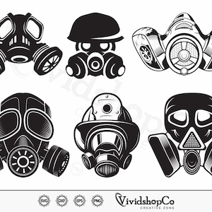 Gas Mask SVG, Respirator mask svg, Face mask svg, Biohazard svg, Clipart, Cut Files for Silhouette, Files for Cricut, Vector, dxf, png
