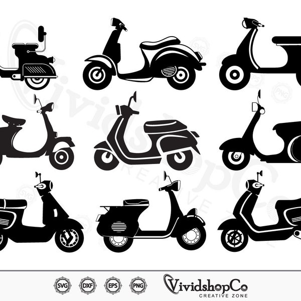 Scooter svg, Vespa svg, Scooter Bike svg, Clipart, Cut Files for Silhouette, Files for Cricut, Vector, dxf, png, Design