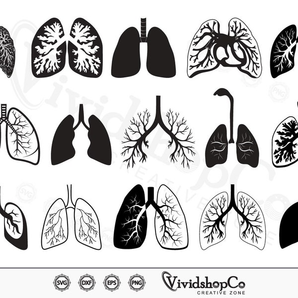 Lung SVG, Medical image svg, Human lung svg, Bronchial svg, Clipart, Cut Files for Silhouette, Files for Cricut, Vector, dxf, png, Design