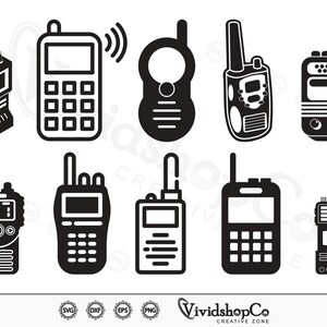 Walkie Talkie SVG, Communication Radio svg, Portable Radio svg, Walkie Talkie Cut file, for silhouette, svg, eps, dxf, png, clipart