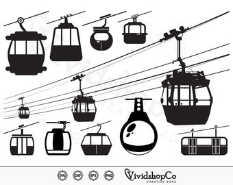 Cable car SVG, Gondola Lift svg, Aerial Tramway svg, Clipart, Cut Files for Silhouette, Files for Cricut, Vector, dxf, png, Design
