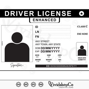 Drivers License Template SVG, Drivers License svg, License svg, Identification svg, Clipart, Cut Files, Silhouette, Cricut, Vector, dxf, png