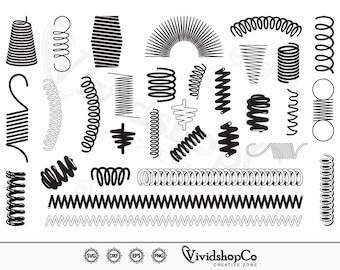 Resorte en espiral SVG, Svg en espiral, Svg de resortes, Svg de resorte de metal, Clipart, Archivos de corte para Silhouette, Archivos para Cricut, Vector, dxf, png, Diseño