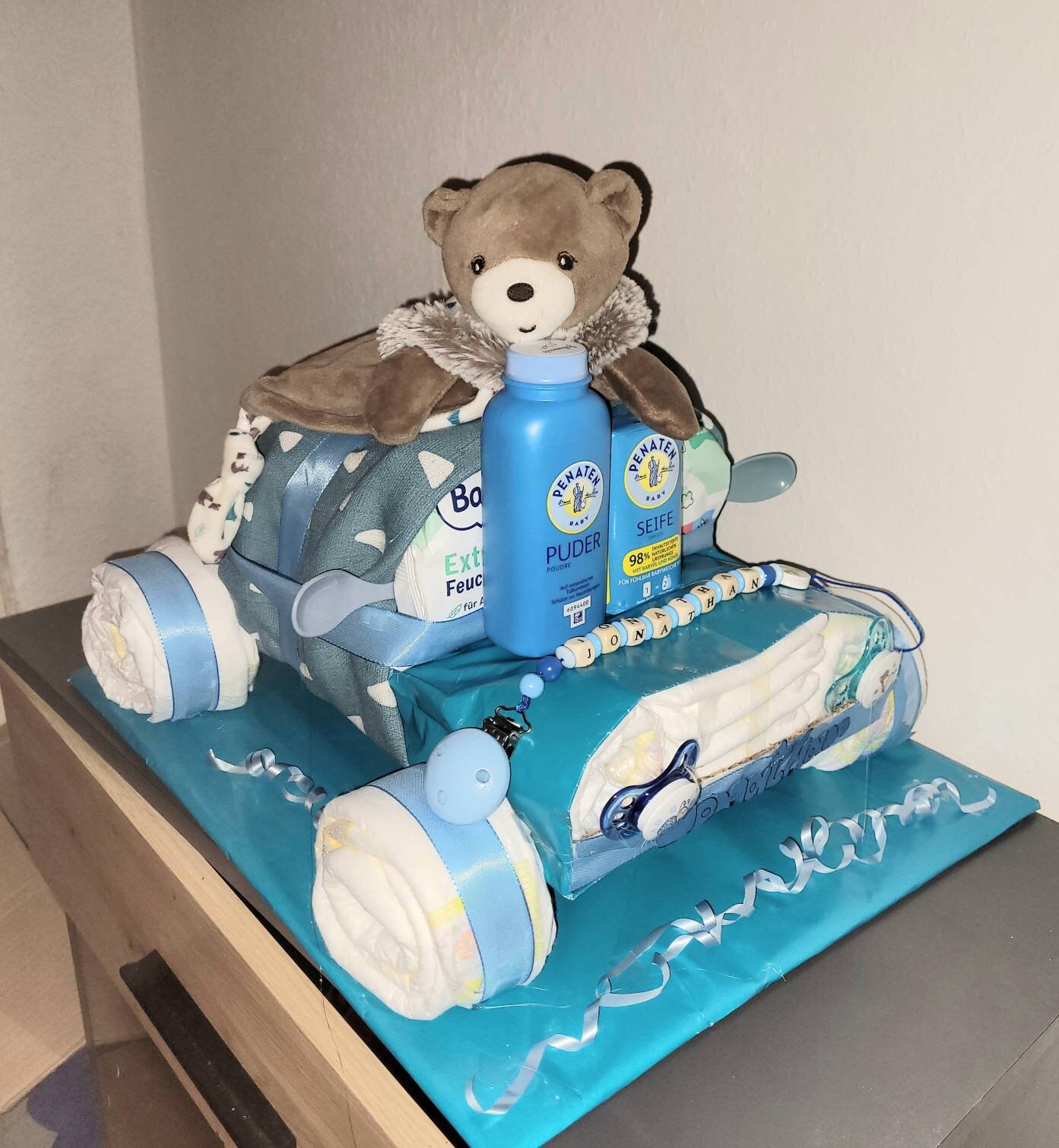 Diaper Cake Car Baby Boy Gift Birth Baptism New