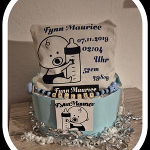 Diaper Cake Boy Baby Diaper Gift Puller Party Gift Birth Baptism Pacifier Chain Memory Pillow