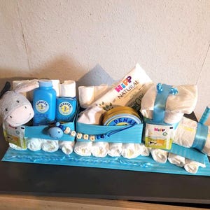 XXL Diaper Cake Train Railway Baby Boy Gift Birth Baptism New