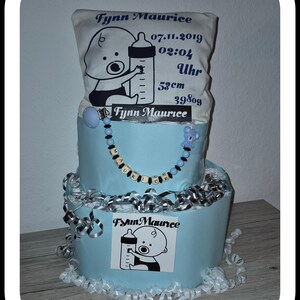 Diaper Cake Boy Baby Diaper Gift Puller Party Gift Birth Baptism Pacifier Chain Memory Pillow
