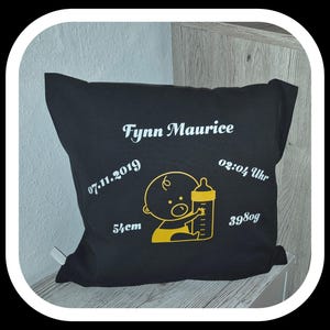 Almohada de memoria para nacimiento, bautismo, regalo de inscripción escolar, regalo de nacimiento, almohada decorativa con nombre grande 40x40