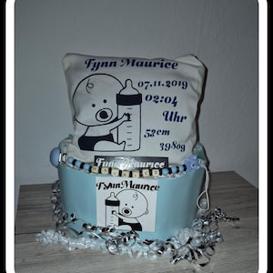 Diaper Cake Boy Baby Diaper Gift Puller Party Gift Birth Baptism Pacifier Chain Memory Pillow