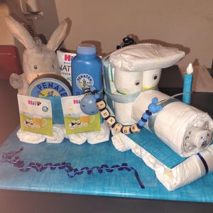 Diaper Cake Train Railway Baby Boy Gift Birth Baptism New Diaper Gift Souvenir Baby Shower