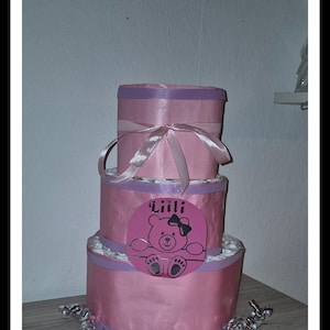 Diaper Cake Girl Baby Diaper Gift Puller Party Gift Birth Baptism